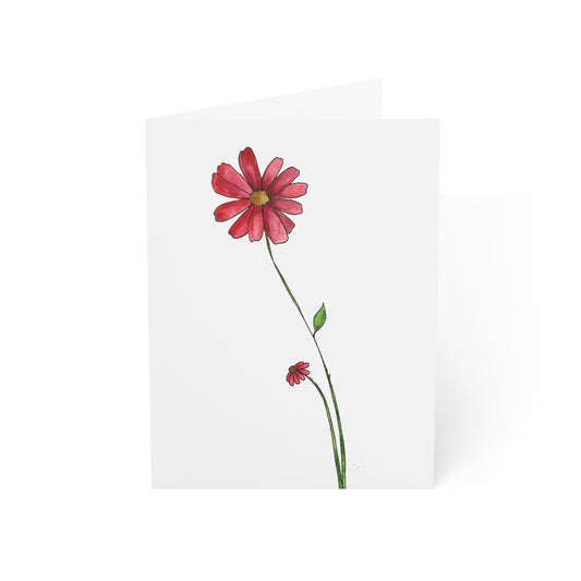 Watercolor Pink Daisy Greeting Cards — Blank Inside