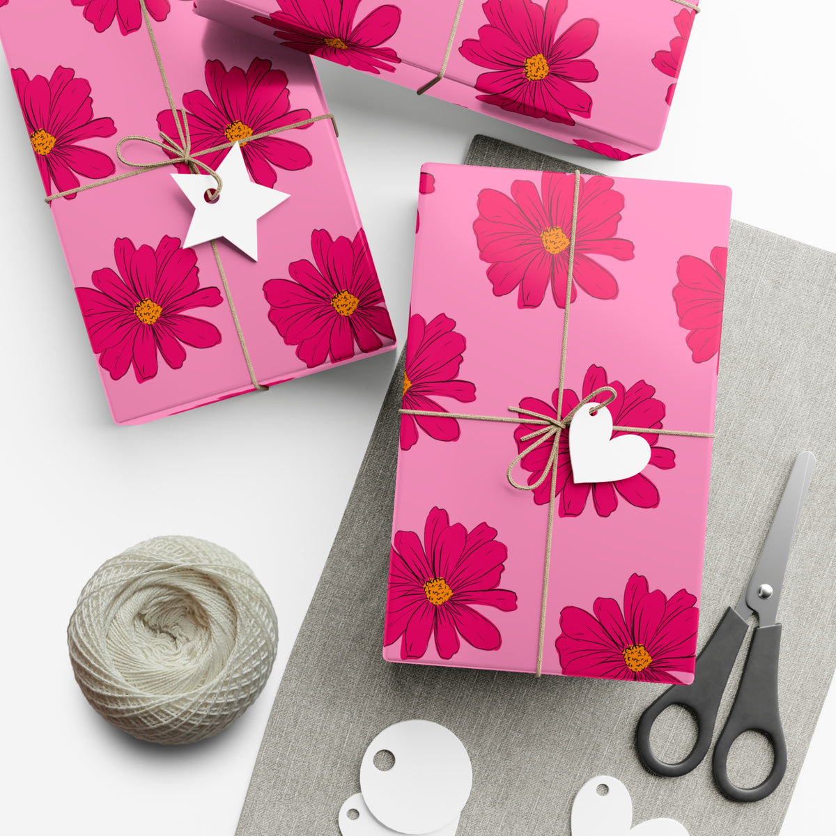 Sweet Pink Flowers Gift Wrap Paper