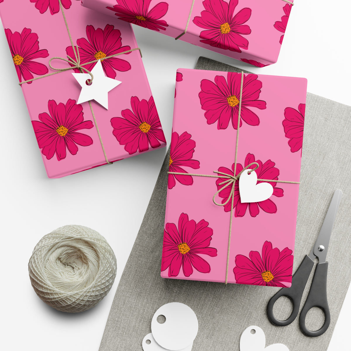 Sweet Pink Flowers Gift Wrap Paper