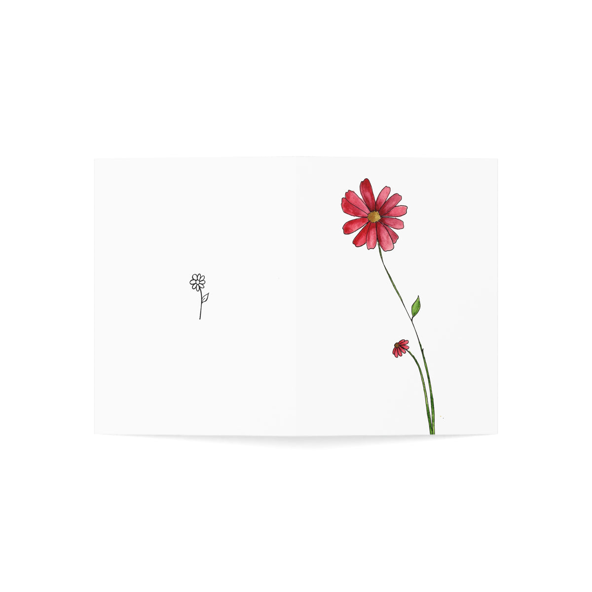 Watercolor Pink Daisy Greeting Cards — Blank Inside